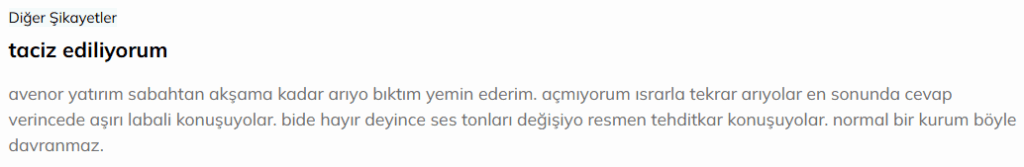 avenor yatırım şikayet
