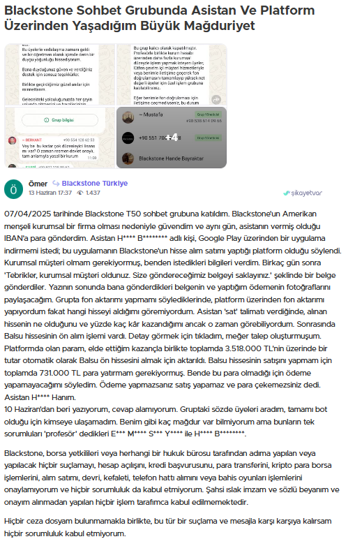 blackstone şikayet