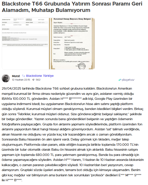 blackstone şikayet