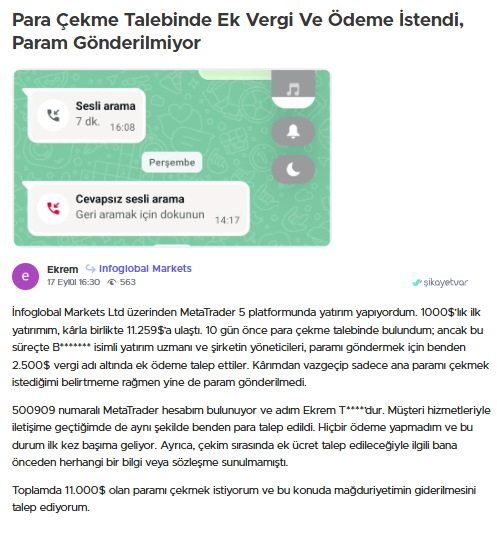 infoglobal markets şikayet