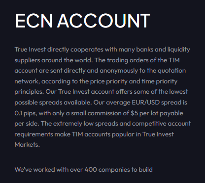trueinvest hesap türleri