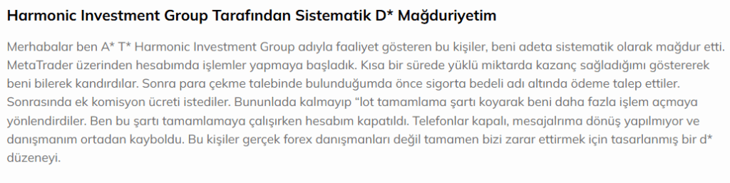 harmonic investment group şikayet
