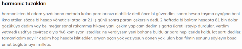 harmonic investment group şikayet