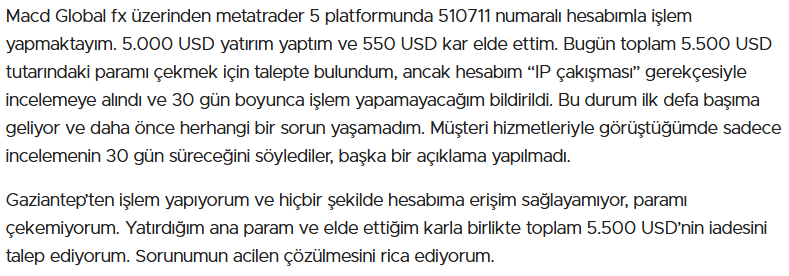macd şikayet