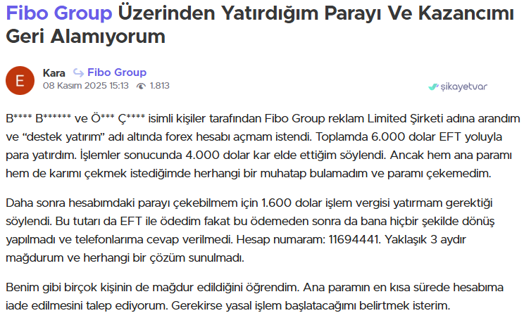 fibo group şikayet